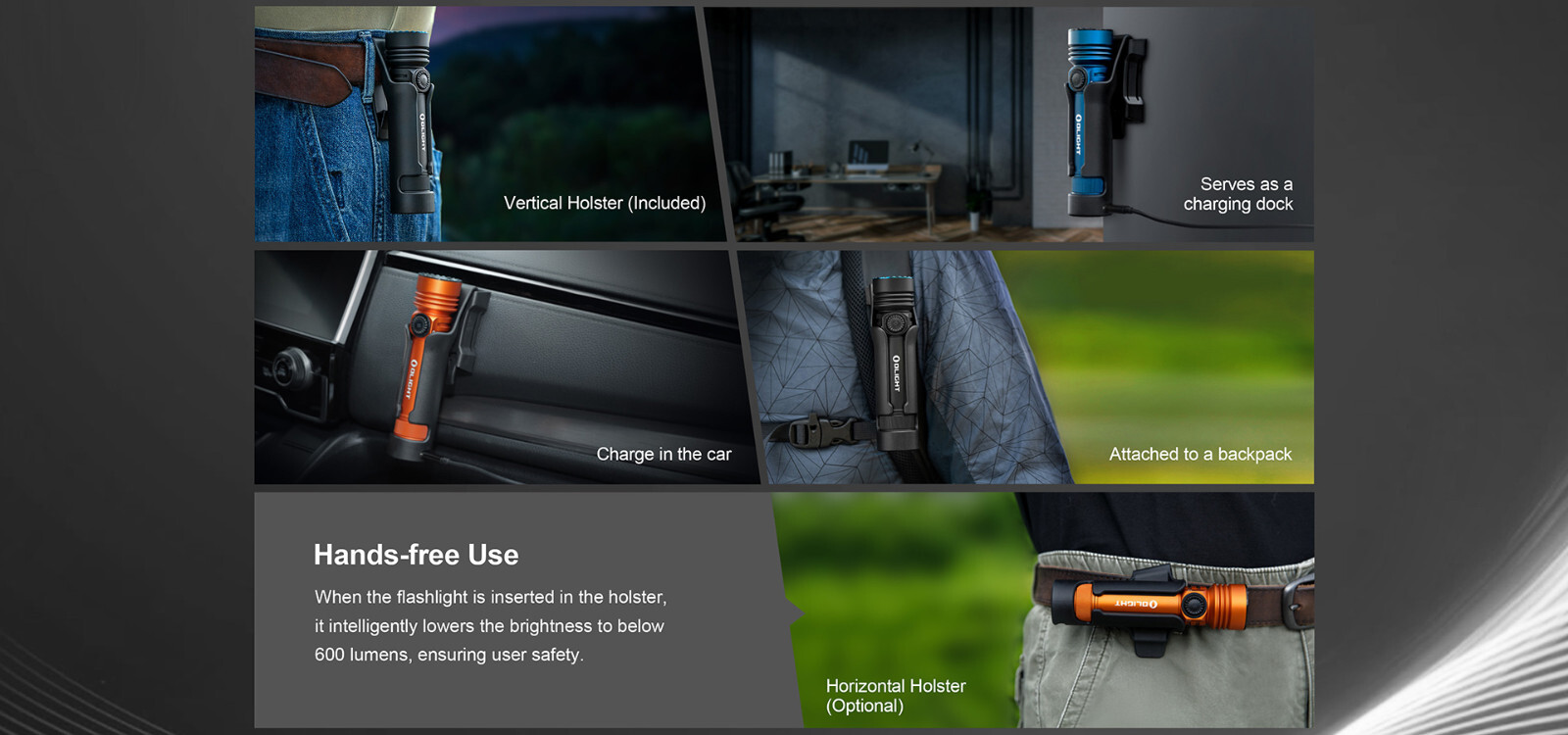 Olight Seeker 4 Pro Matte Black Flashlight, Versatile Holster, 4600L, Neutral WH