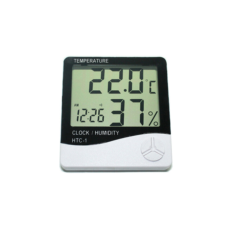 TECHTONGDA Indoor Digital LCD Display Temperature Humidity Meter Clock