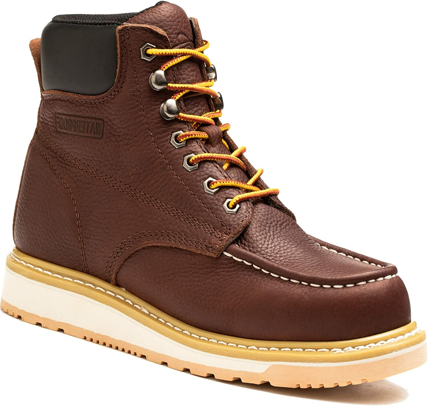 Mens Safety Work Boots 6 inch Soft Toe Wedge Sole Waterproof Shoes