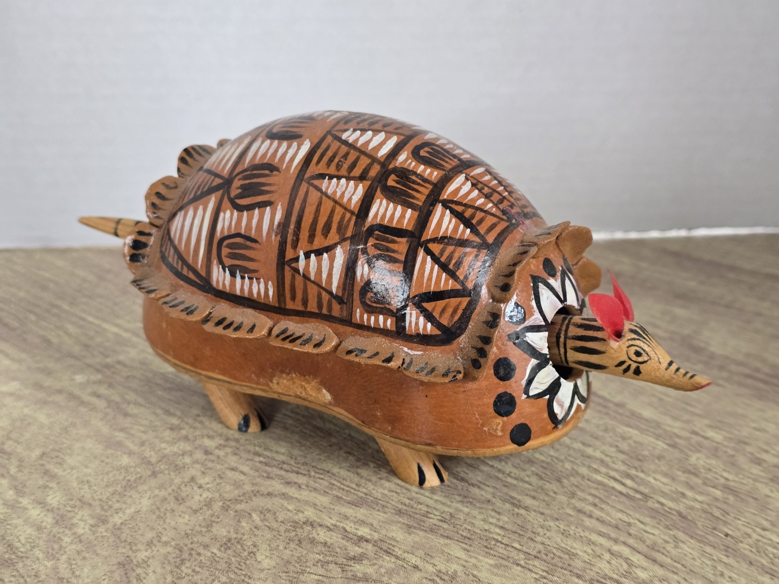 Vtg Armadillo Alebrije Bobble Head Hand-Made Mexican Folk Art Wooden