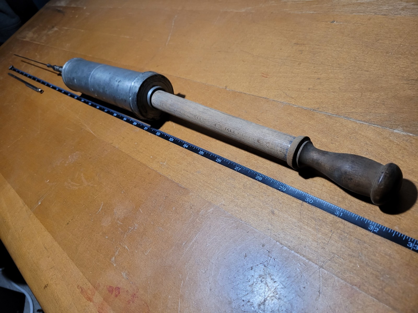 Antique 1830's Pewter Medical Embalming Syringe Medical Oddities Large Needle