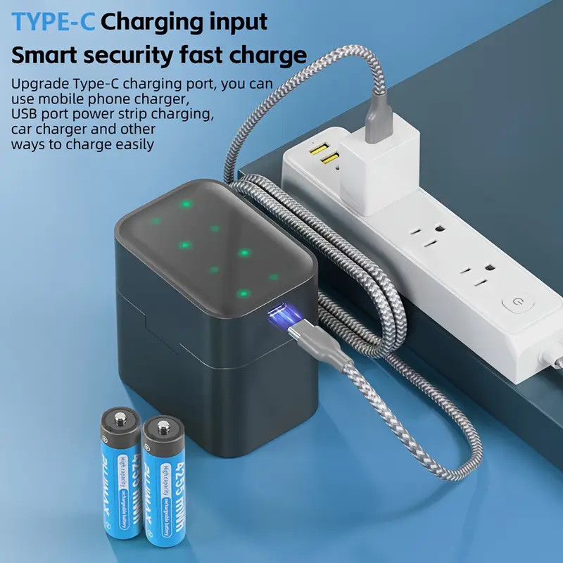 PUJIMAX 4255mWh AA 1.5V High Capacity Rechargeable Lithium Batteries + Charger