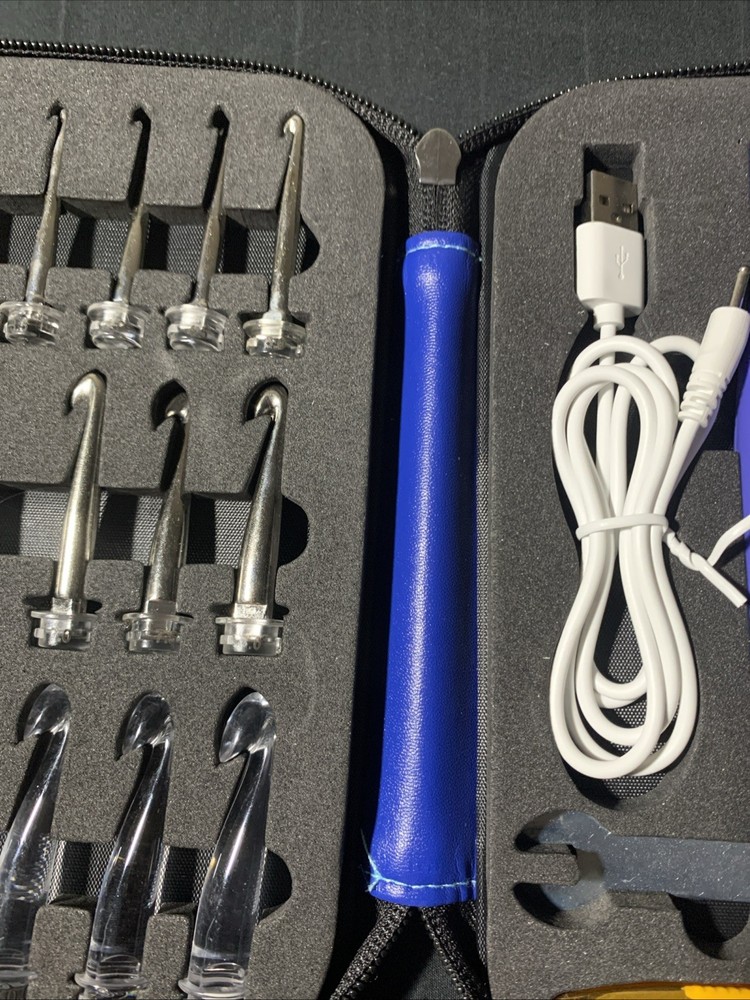 Counting Crochet Hook Set LED Light Interchangeable Needles 22 Sizes Crochet Kit
