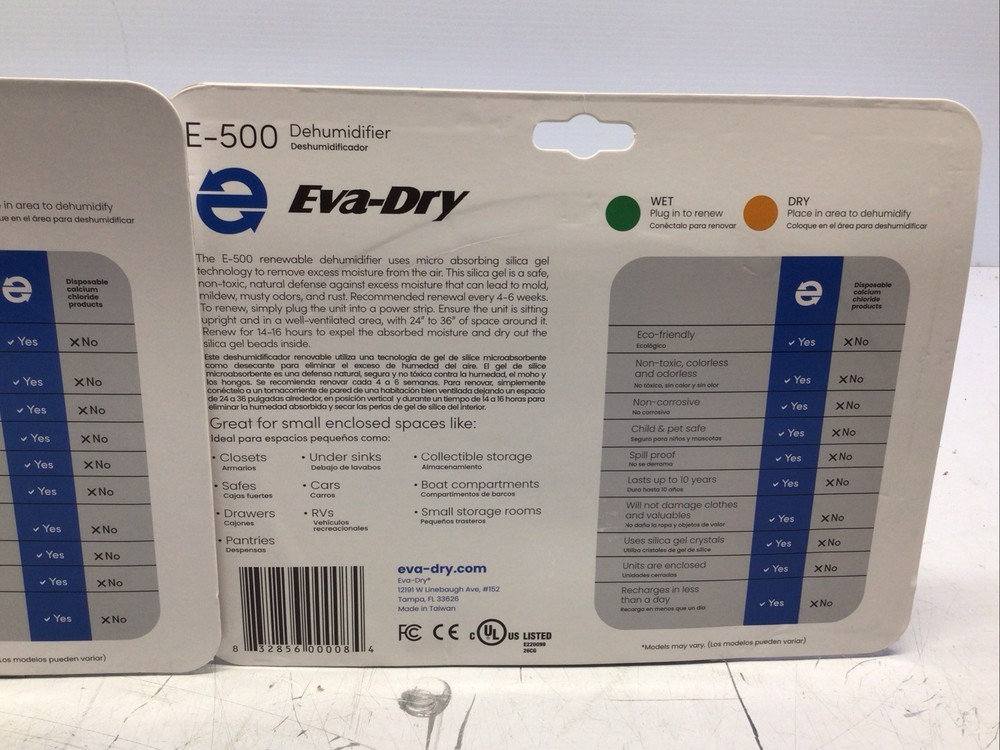 Eva-Dry E-500 2 pack Renewable Wireless Dehumidifier