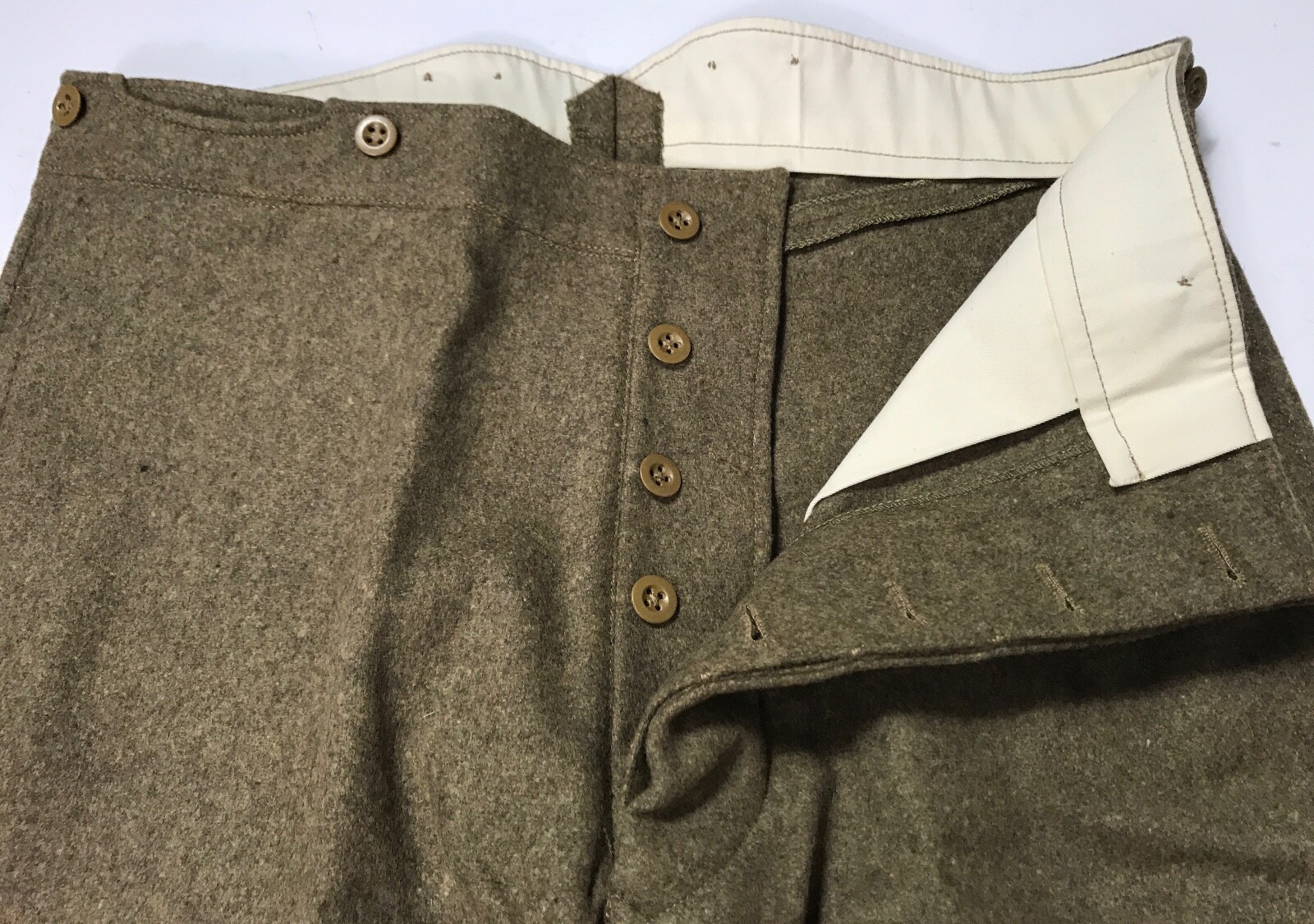 WWI BRITISH P1902 WOOL SERVICE DRESS COMBAT FIELD TROUSERS- SMALL 32 WAIST