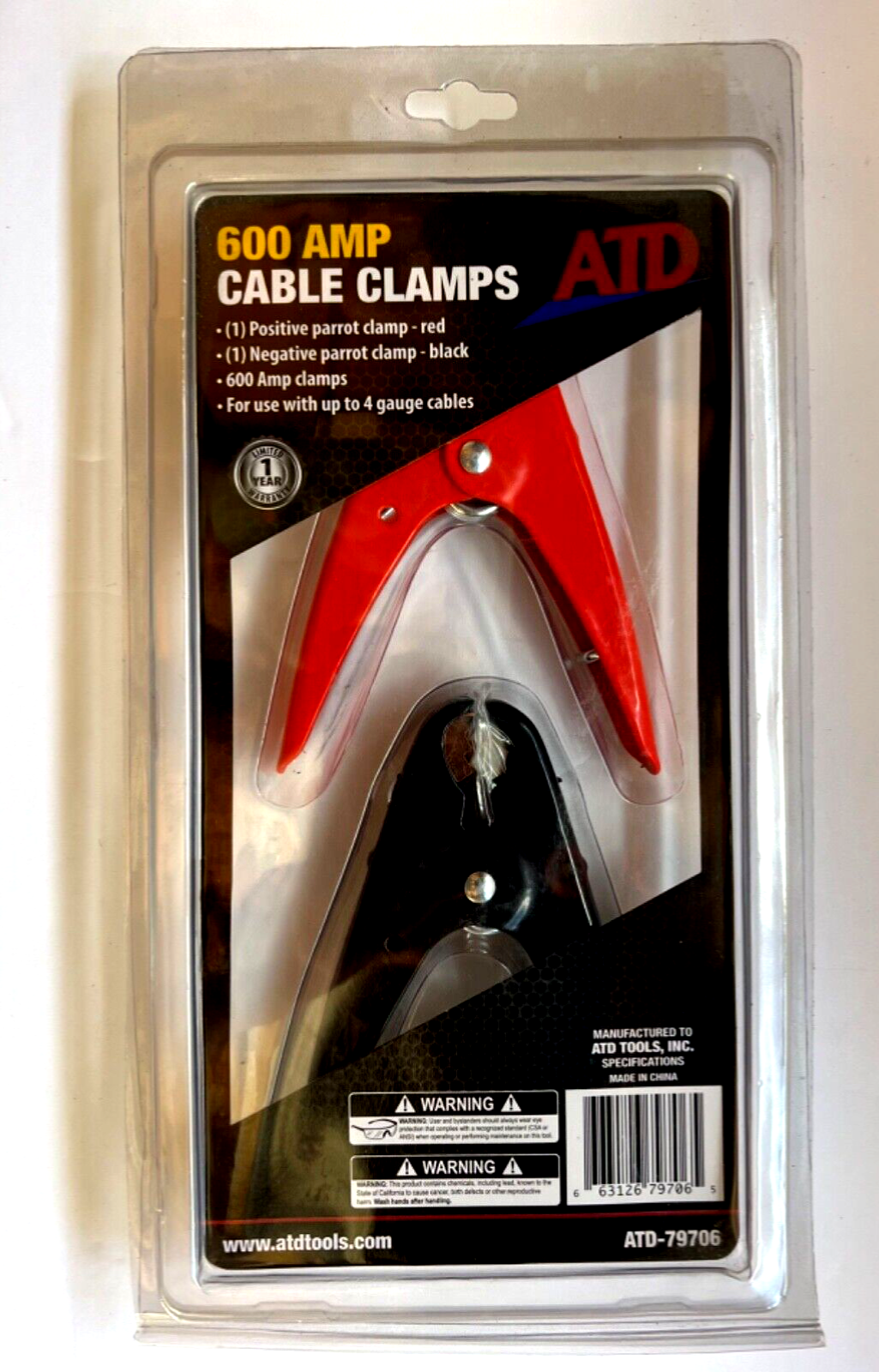 600AMP Replacement Booster Cable Clamps - Parrot Clamps - Jumper Cable Clamps