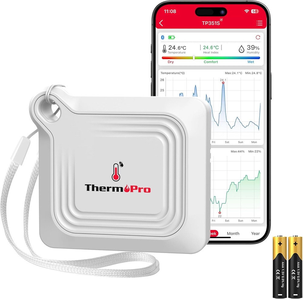 Bluetooth Thermometer Hygrometer, 260FT Range Temperature Sensor Greenhouse Ther