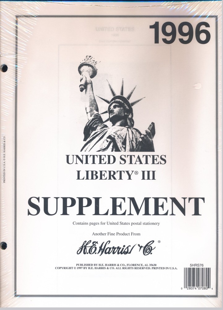 H E Harris Liberty 3 1996 Stamp Album Supplement (LIBERTY III 1996 ) - DAMAGED