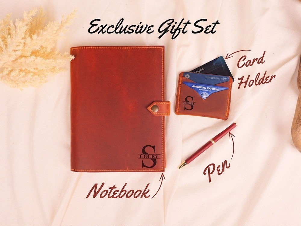 Personalized Leather Journal Notebook, A5 Notebook Cover, Refillable Journal