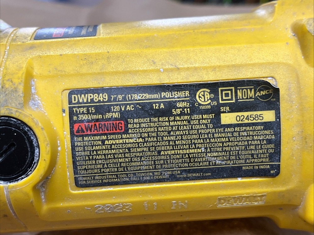 Dewalt DWP849 7/9" Handheld Electric Variable Speed Polisher