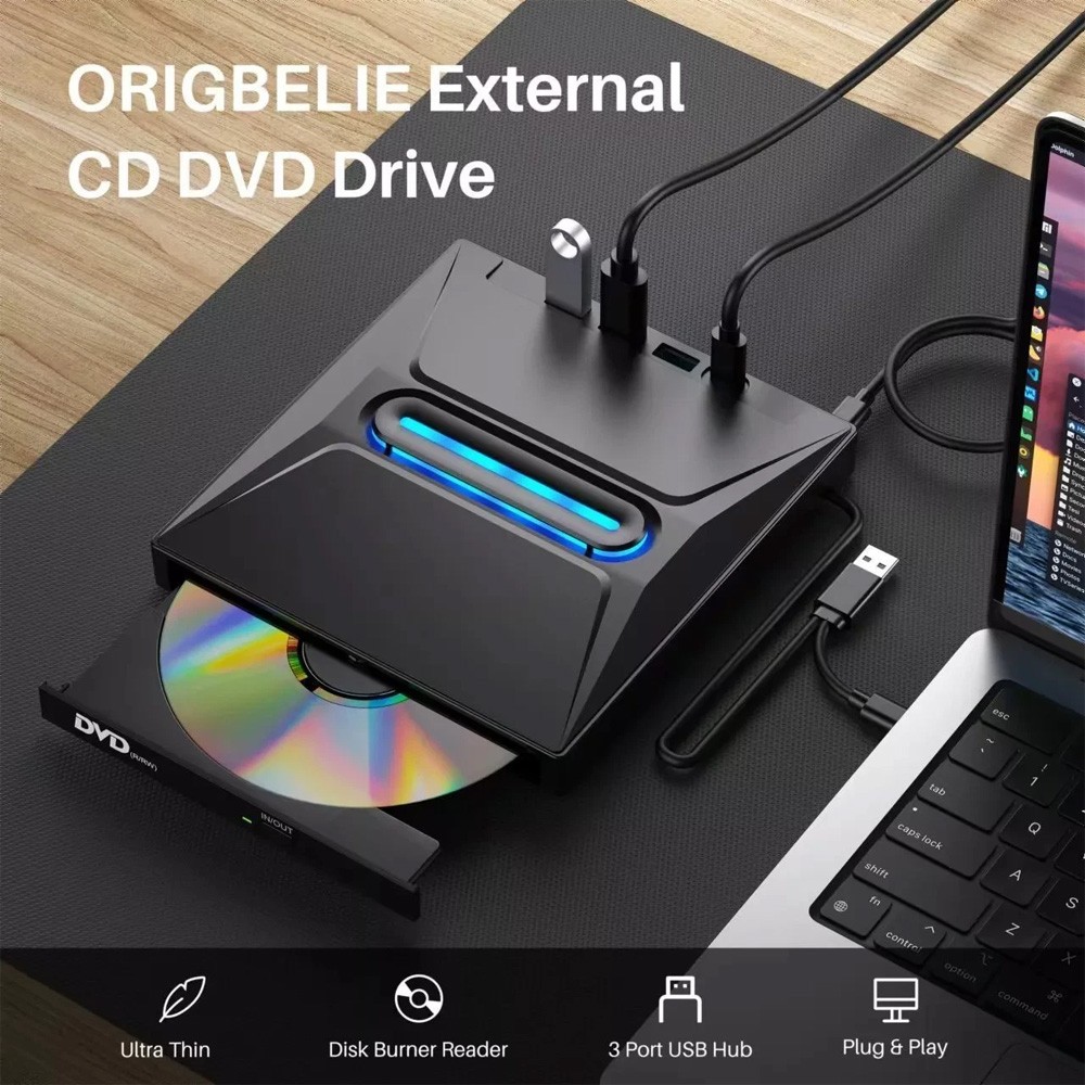 7 in 1 External USB 3.0 DVD CD RW Writer Drive Burner Reader Player For Laptop