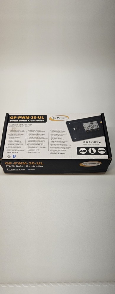 Go Power! PWM Solar Controller, GP-PWM-30-UL, Bluetooth Connectivity