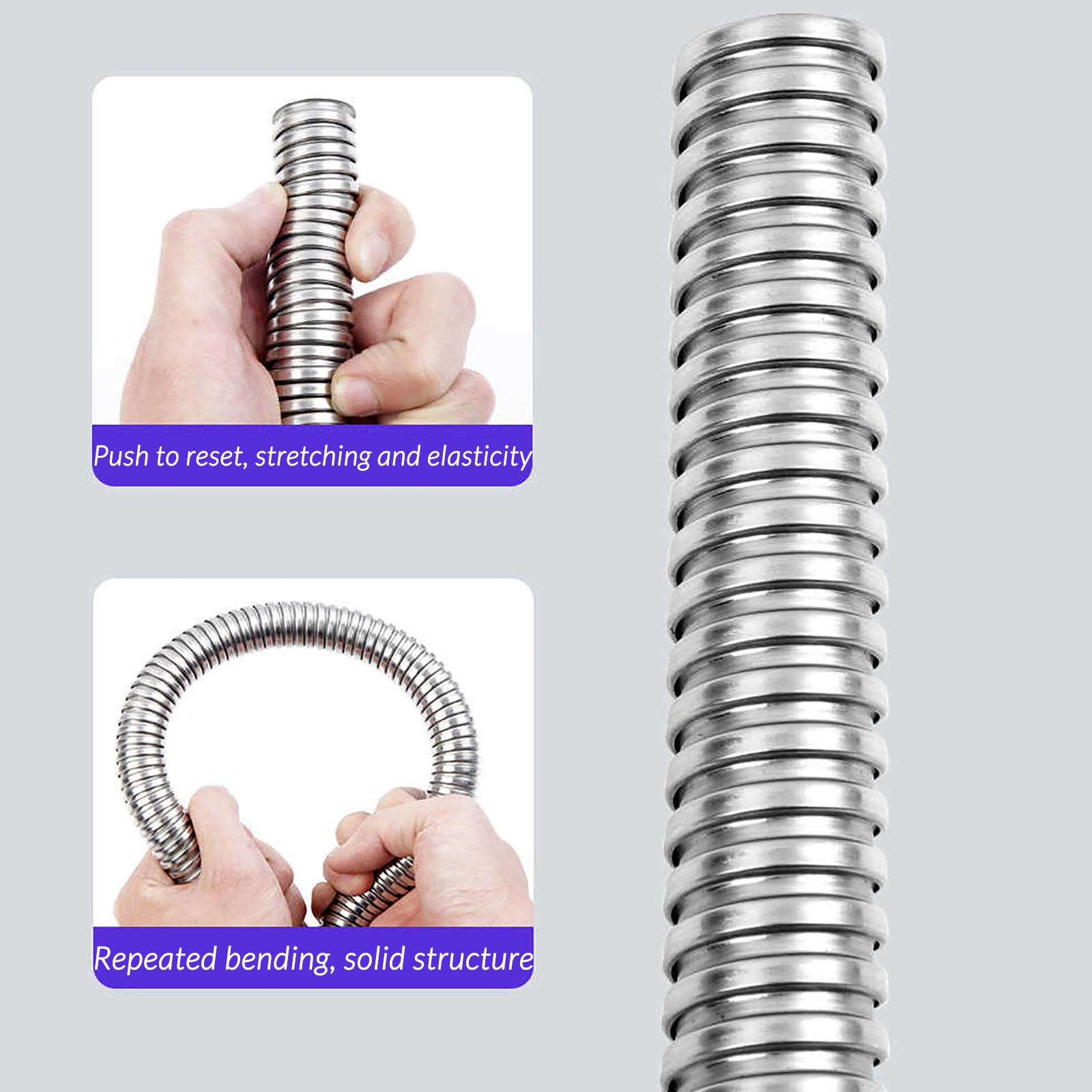 4mm to 51mm Flexible Conduit Tube Cable Tidy Trunking Organiser Stainless Steel