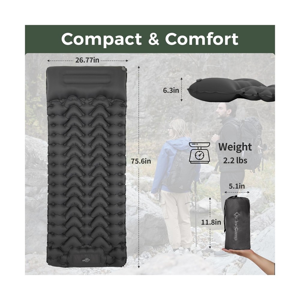 KingCamp Sleeping Pad for Camping, Ultralight Connectable Inflatabl... Fast Ship