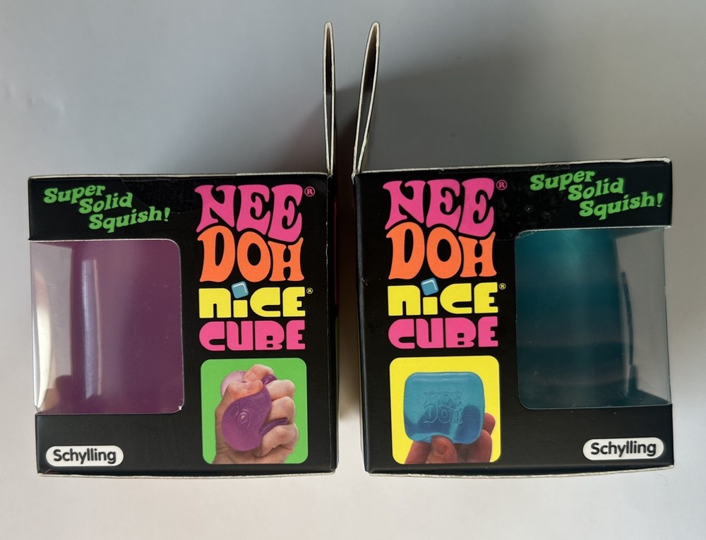 x2 NeeDoh Nice Cube 🔥 Purple & Blue Set Super Solid Squishy Fidget Toy Viral