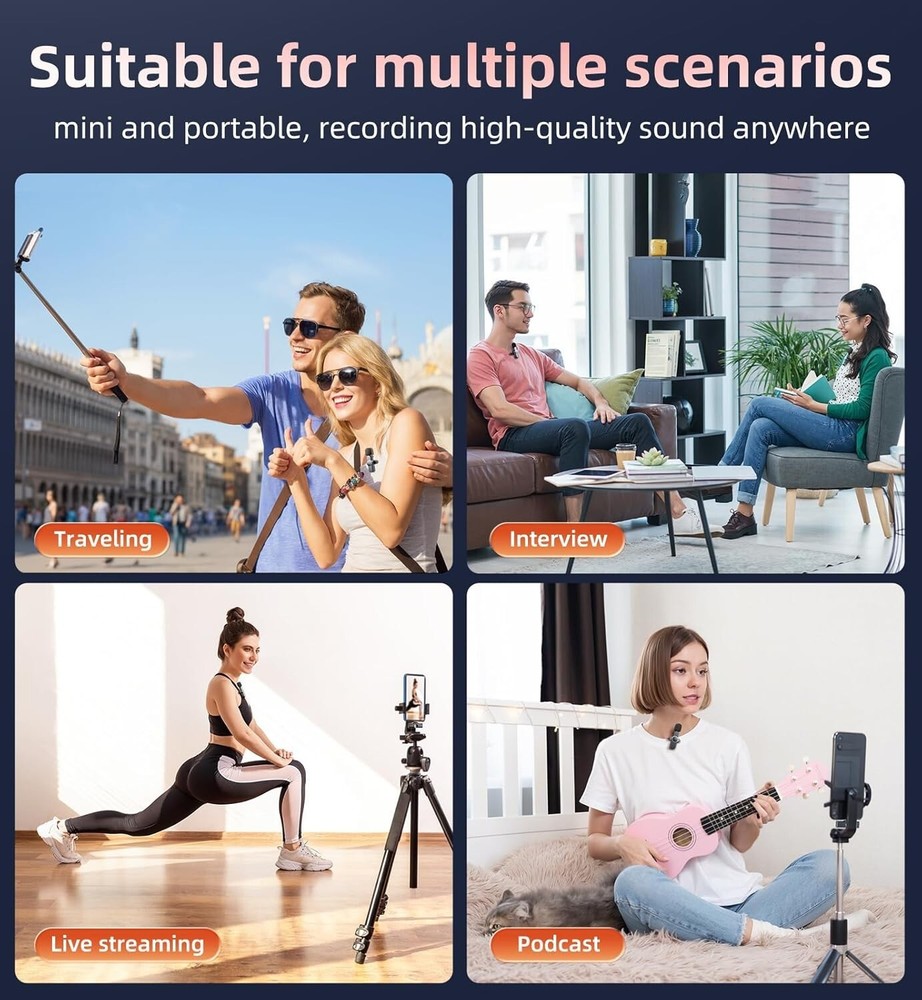 Mini Mic Pro Wireless Microphone for iPhone iPad Android Lavalier Microphone ...