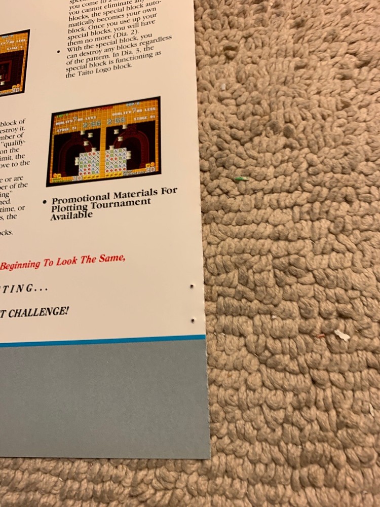 orginal ad 11-8 1/4” Plotting Taito Video ARCADE video GAME FLYER