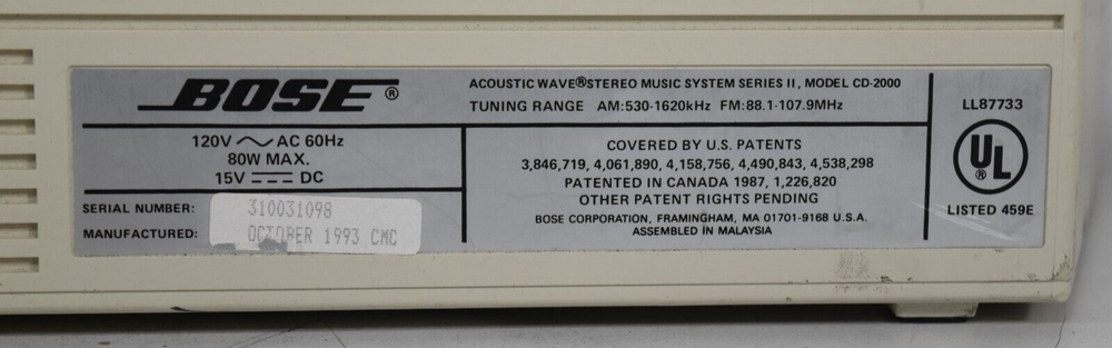 BOSE Acoustic Wave Music System CD 2000 Series ll