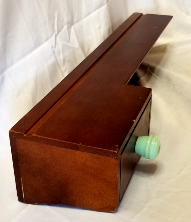 Solid Wood Wall Mount 20" Shelf 3 Key Coat Hooks Jadite Pull Drawer Plate Groove