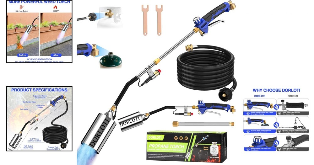 Durable Propane Torch Kit with 12.5FT Multi-Layer Hose - Certified Safety