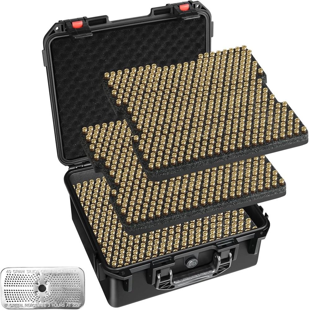 9mm Waterproof Ammo Storage Box - TSA Approved 1296 Round Case, Bullets