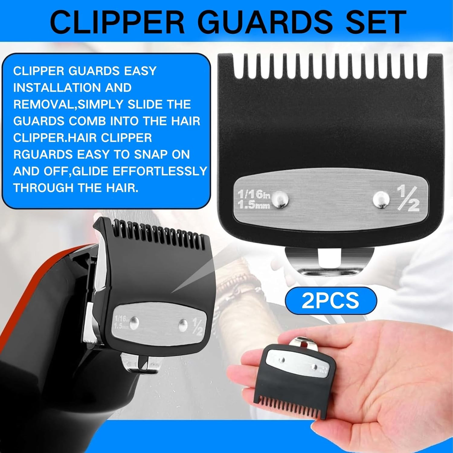 2 Pack Replacement for Wahl Clipper Guards Set Compatible with Wahl 1/2 Clipper