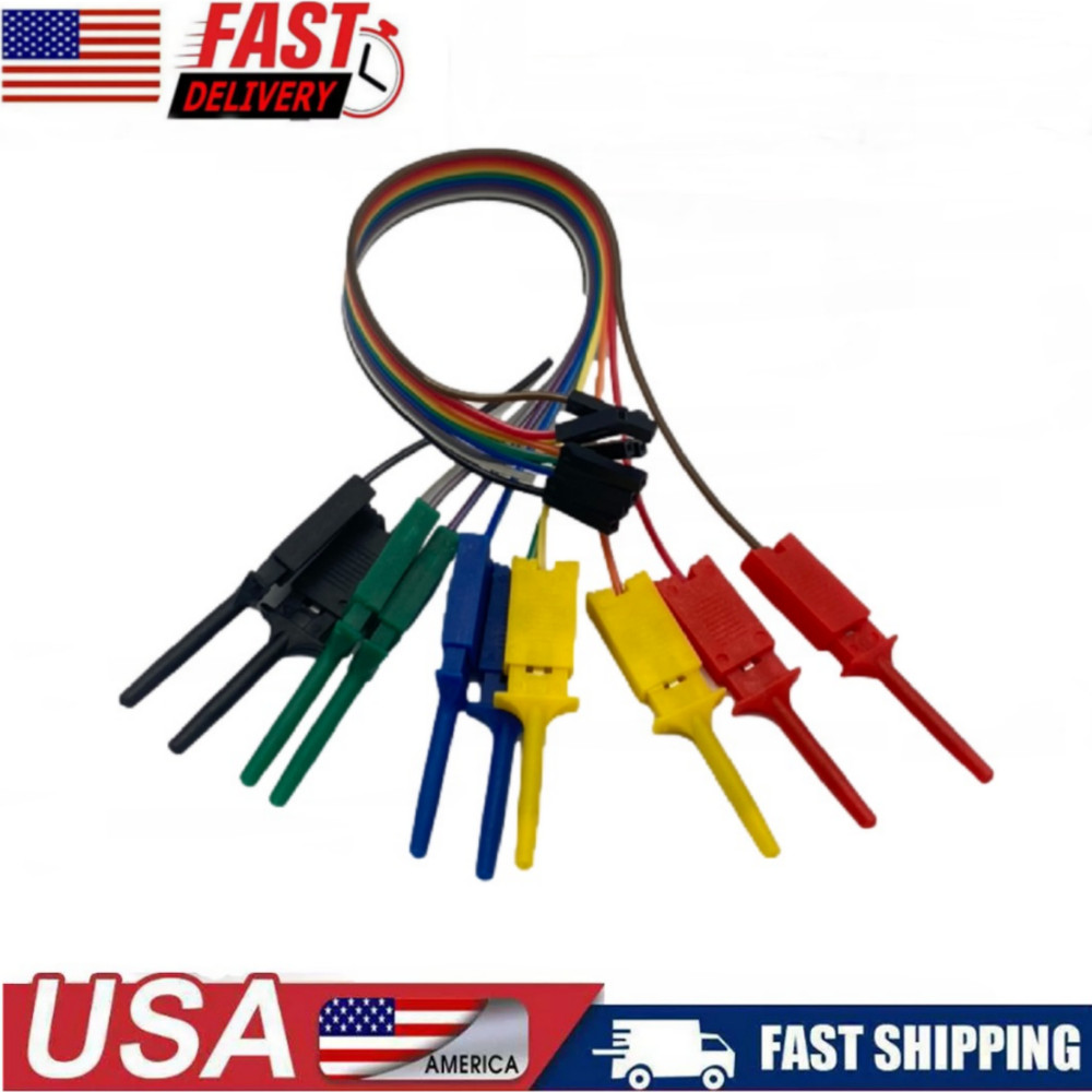 25cm 10 Needle Hook Clamp Kit 5 Color Logic Analyzer Cable Clamp Probe