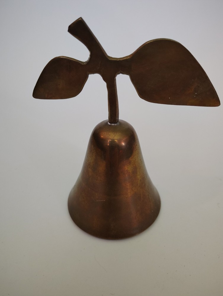 Vintage Brass Bell With Leaf Handle 5"