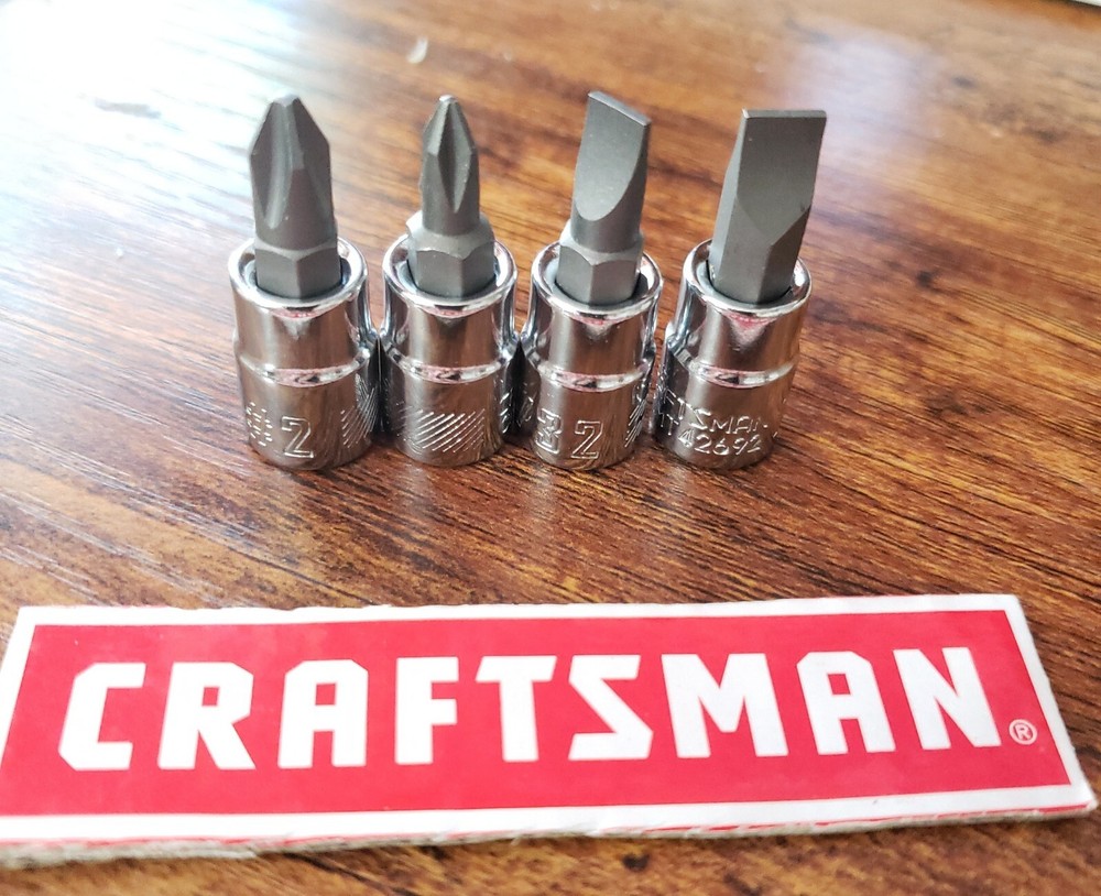CRAFTSMAN  4pc 1/4 Phillips / flat blade screwdriver socket wrench bit set