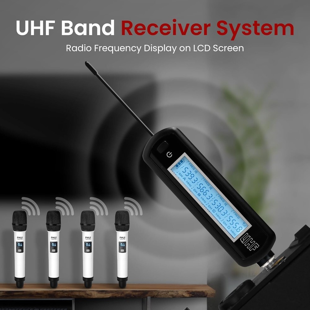Pyle 4CH UHF Band Wireless Microphone Receiver System