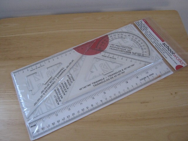 Schoolworks 8813 Geometry & Drafting Set - Ruler, Protractor & Triangles