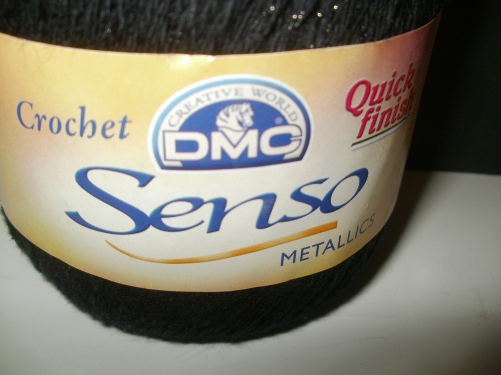 3 Pack DMC Senso Metallic Crochet Thread-Black  100 Yards