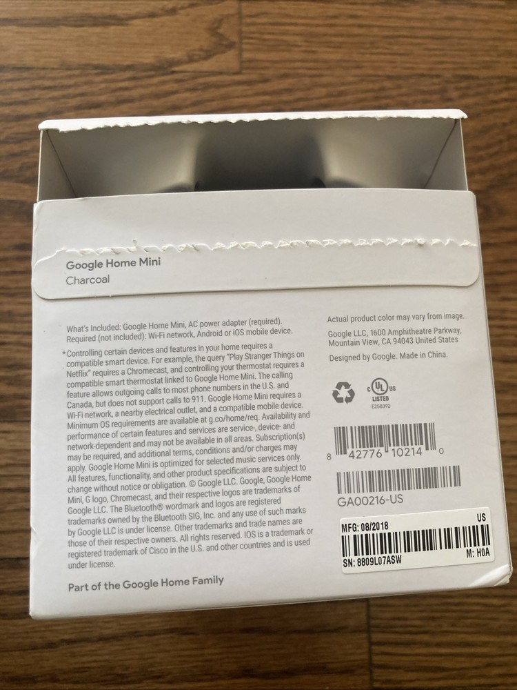 Google Home Mini Smart Speaker Charcoal GA00216-US Google Assistant