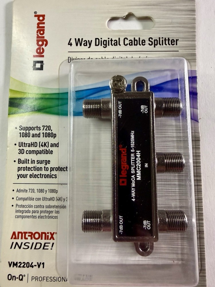 LEGRAND 4 WAY DIGITAL CABLE SPLITTER Pro Grade NEW