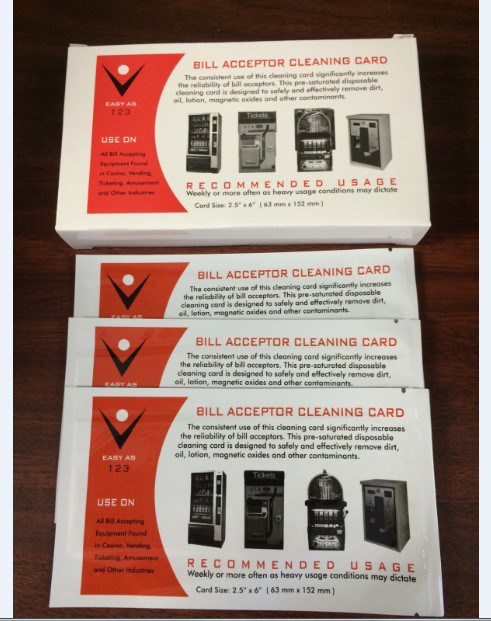 Dollar Bill Acceptor Pre-saturated Cleaning Card - 99% IPA - 10 pack
