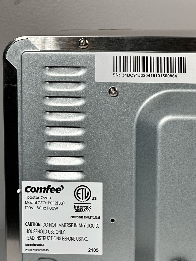 Comfee Toaster Oven, 4 Slice, 12L, Multi-function Stainless Steel (CFO-BG12SS)