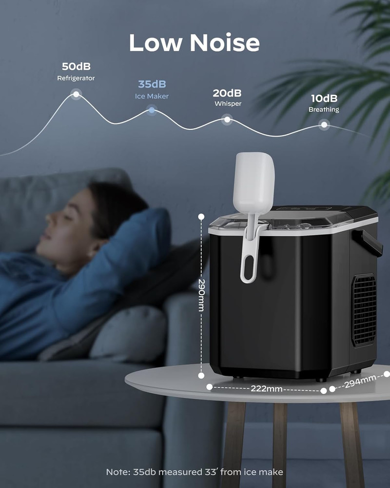 Ice Maker Countertop, Portable Ice Machine with Carry Handle, Self-Cleaning Ice