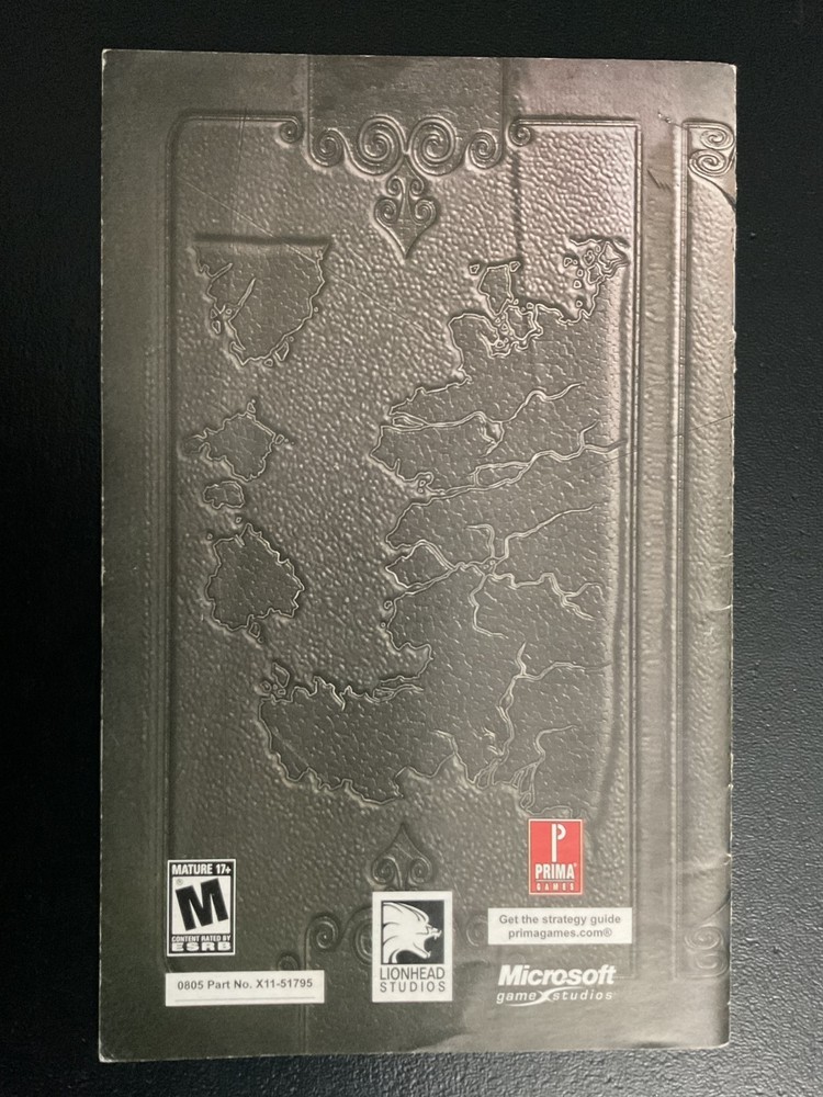 Fable: The Lost Chapters Microsoft XBOX Instruction Manual Only