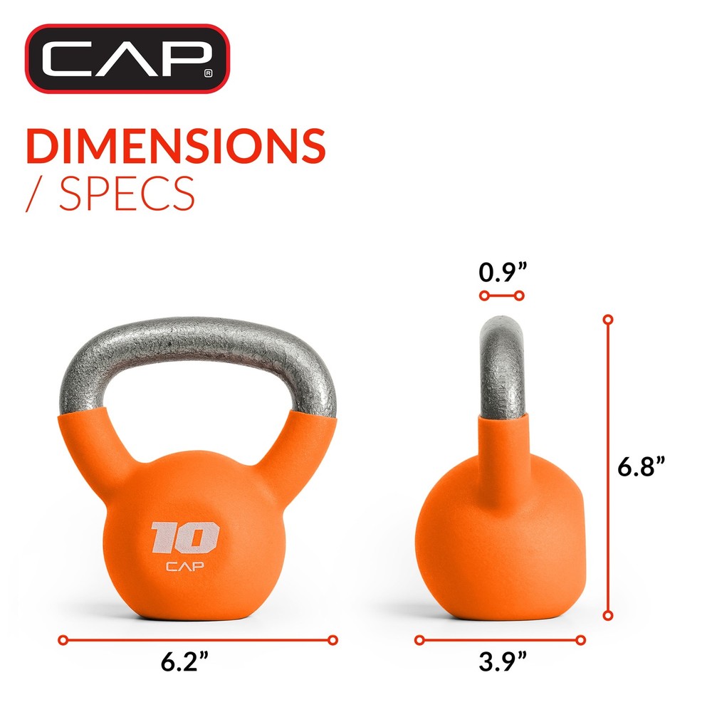 , 10Lb Neoprene Coated Kettlebell, Orange