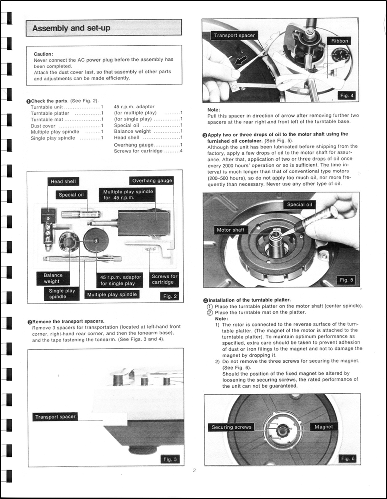 Technics SL-1650 Turntable Owners Manual