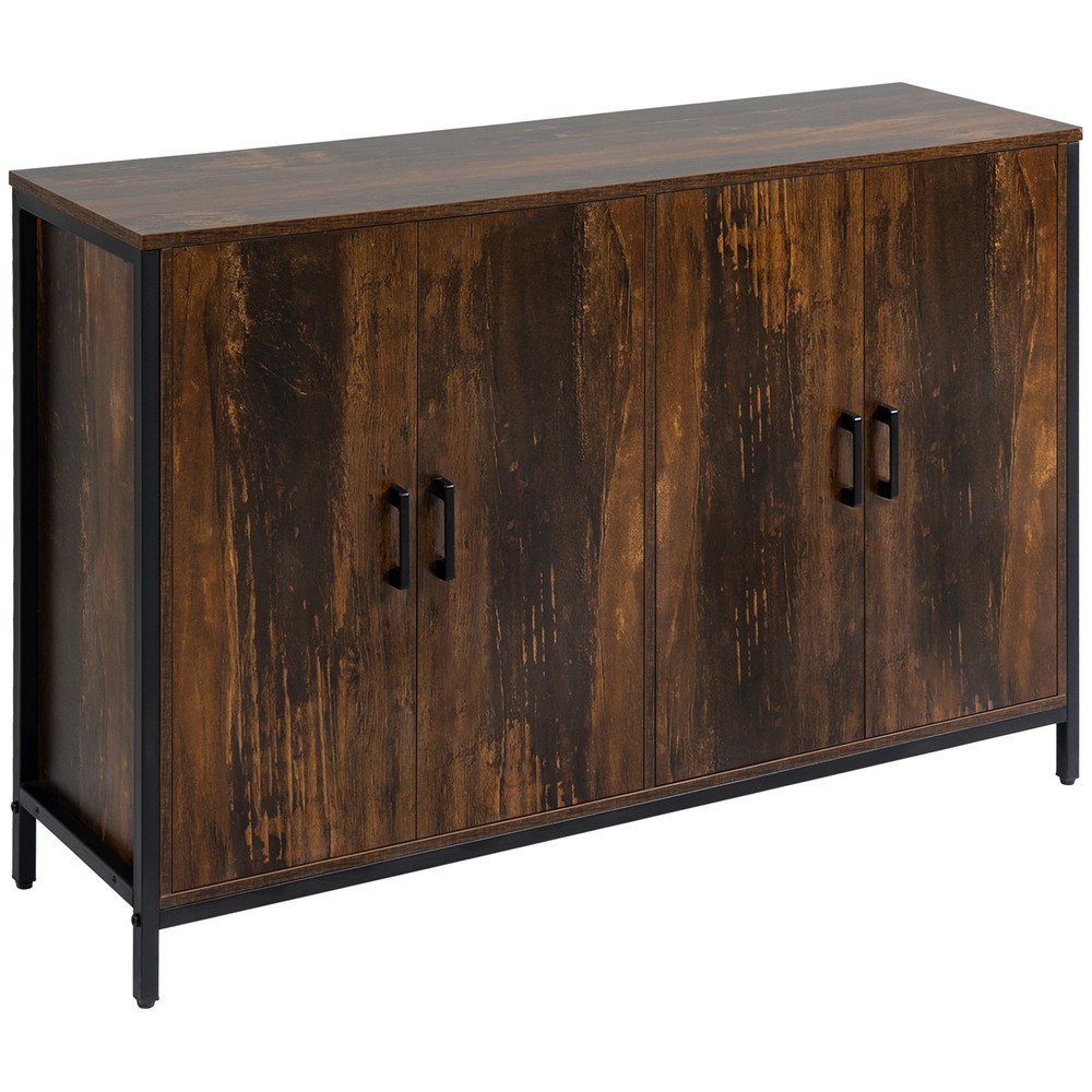 Industrial Sideboard Buffet Storage Cabinet with Adjustable Shelves Rustic Brown