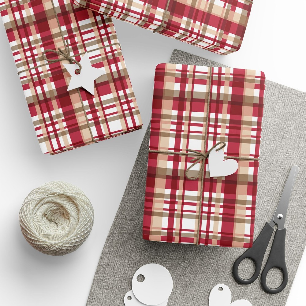 Red And Tan Print Wrapping Papers