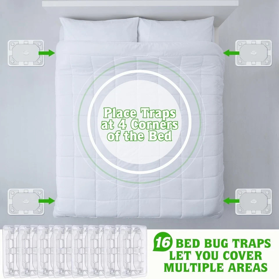 32 PCS Bed Bug Detector Reusable, Bedbug Traps with Strong Glue, Bedbug Intercep