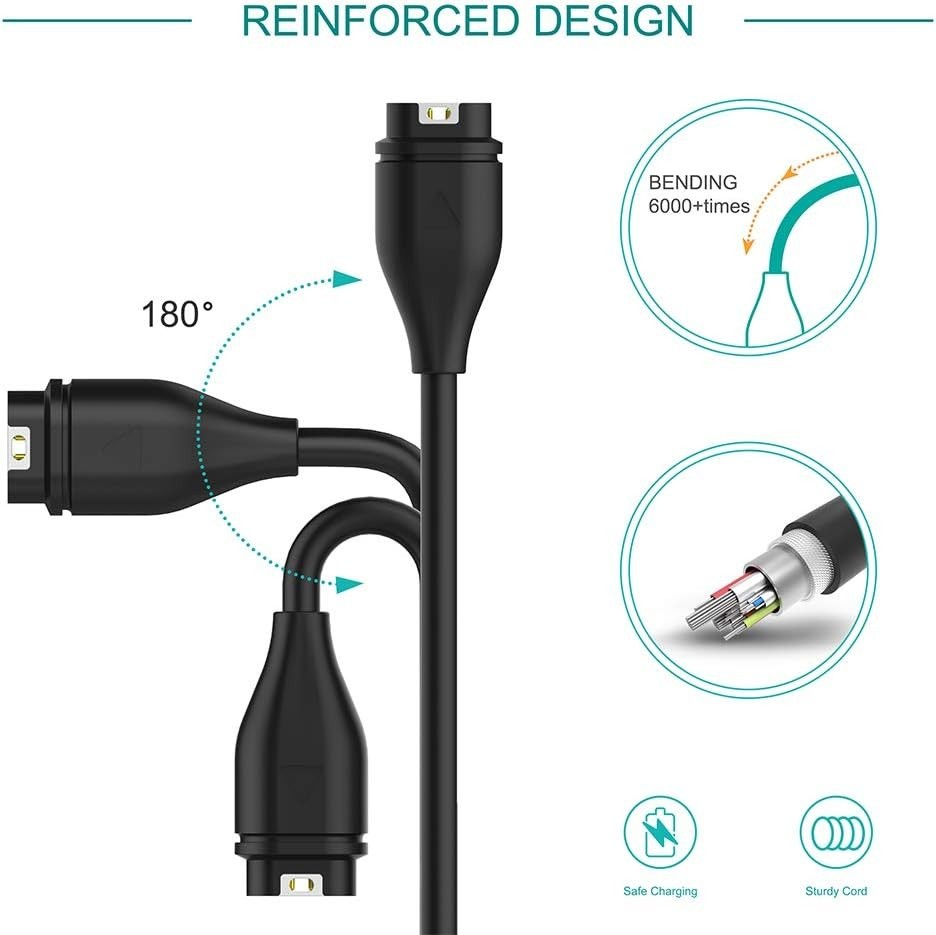 2-Pack 1M USB Charging Cable for Garmin Watches - Fast & Durable