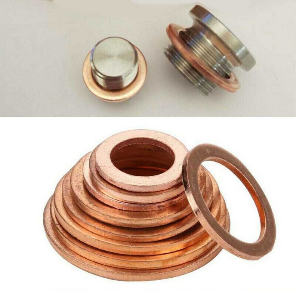 400Pcs Kit 9 Sizes Assorted Solid Copper Crush Washers Seal Flat Ring & Case