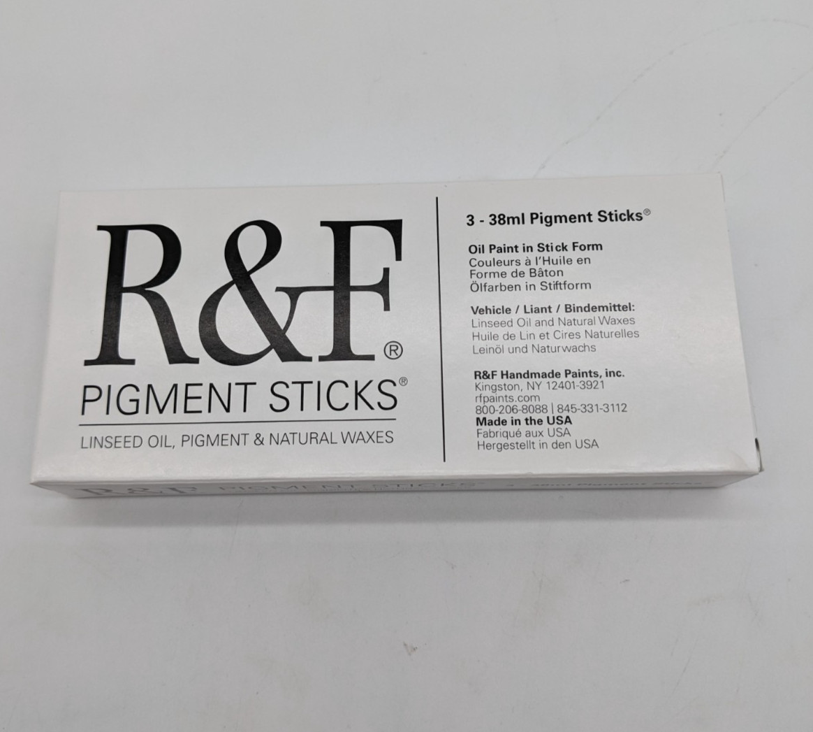 R&F 3-38ml Pigment sticks Blue Ochre, Ancient Gold, Alizarin Orange