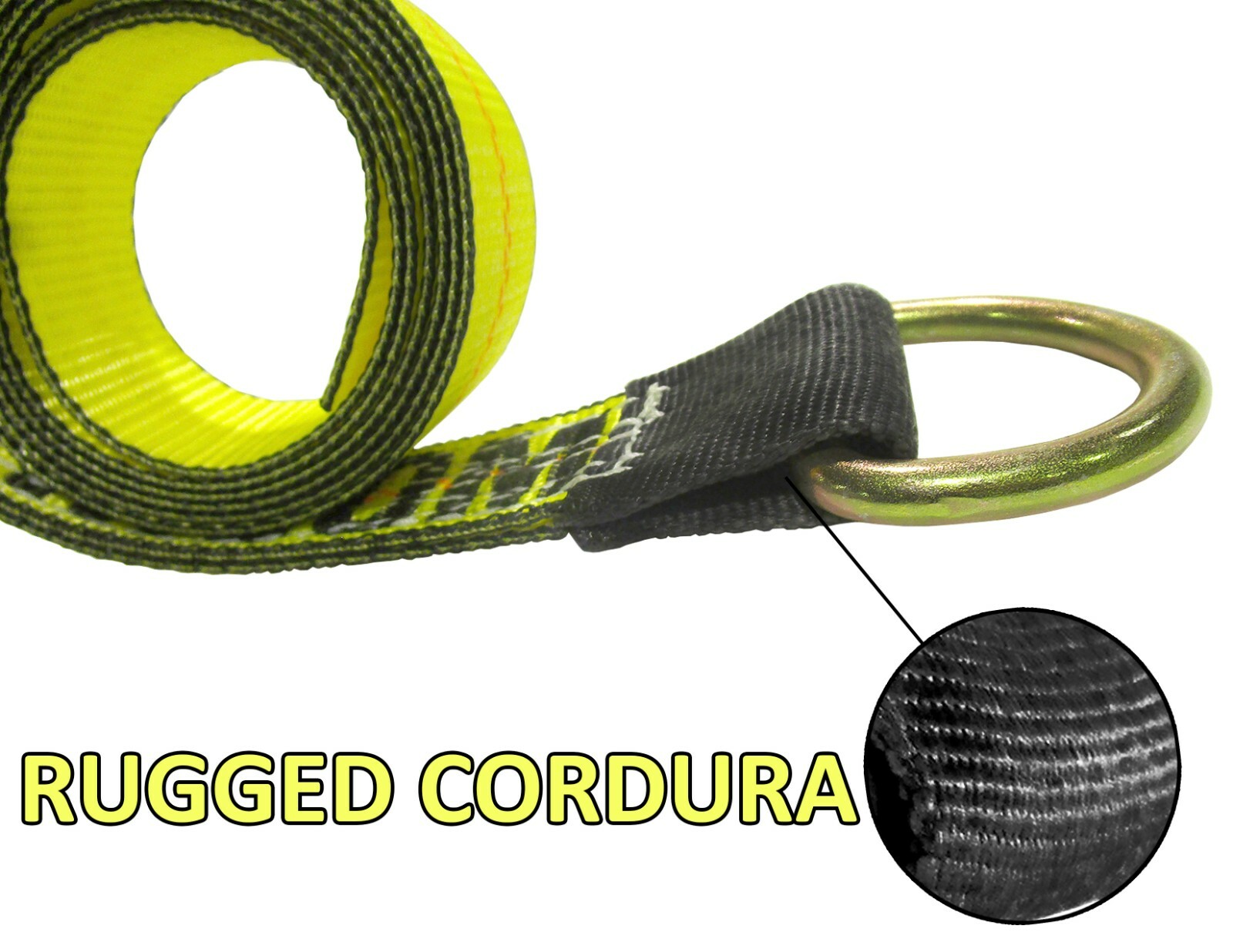 10 ft Reinforced Eye Lasso Strap & Tie Down Ratchet with 3/8" Tail Chain (4 pc)