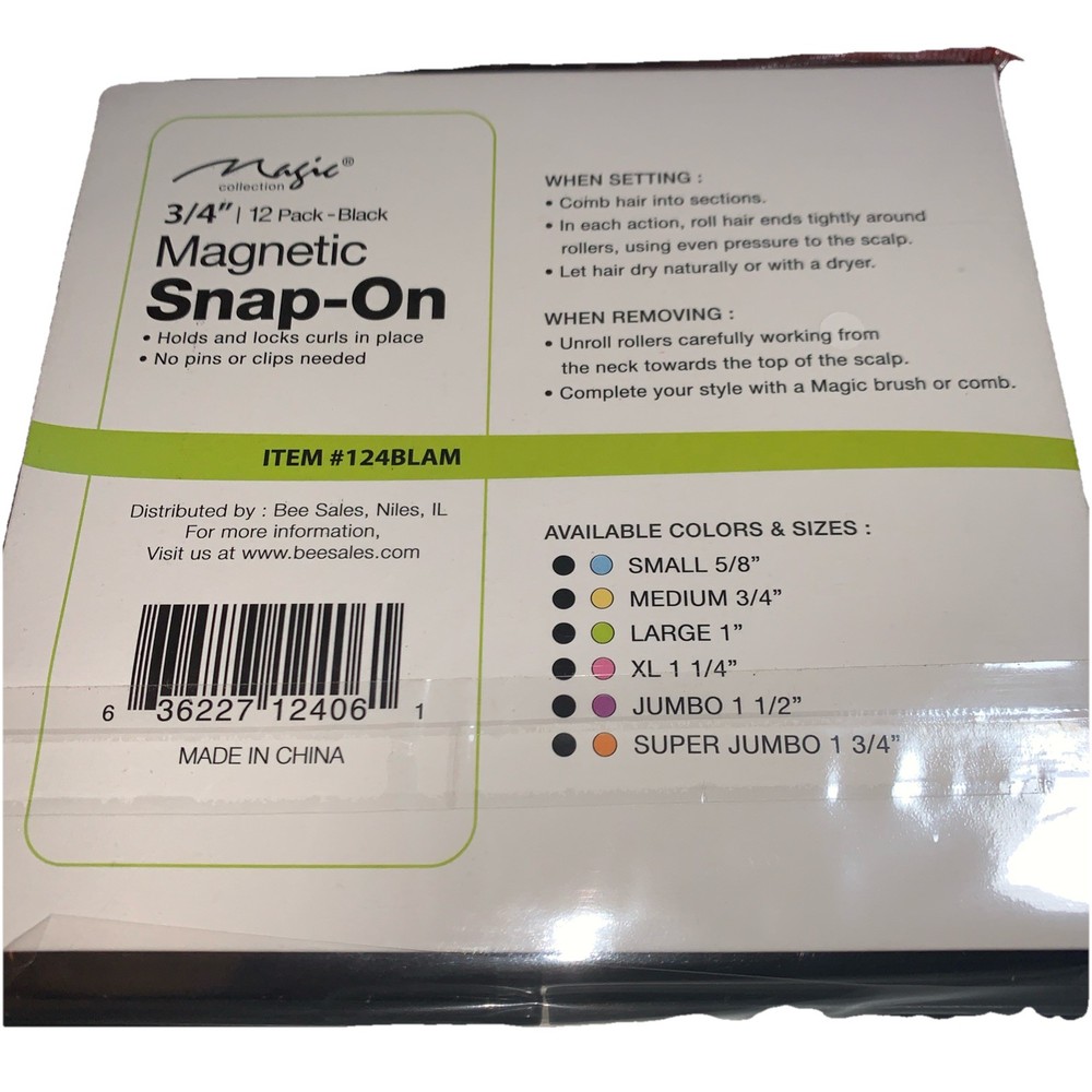 MAGIC COLLECTION MAGNETIC JUMBO ROLLERS 3/4” 2/ 12PACK BLACK - Total 24 roller