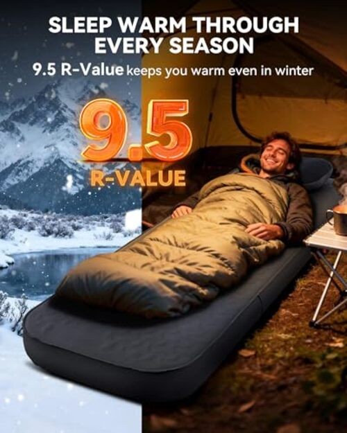 4" Thick Self Inflating Sleeping Pad, Foam & Single (80"×28") Manual Pump Sack