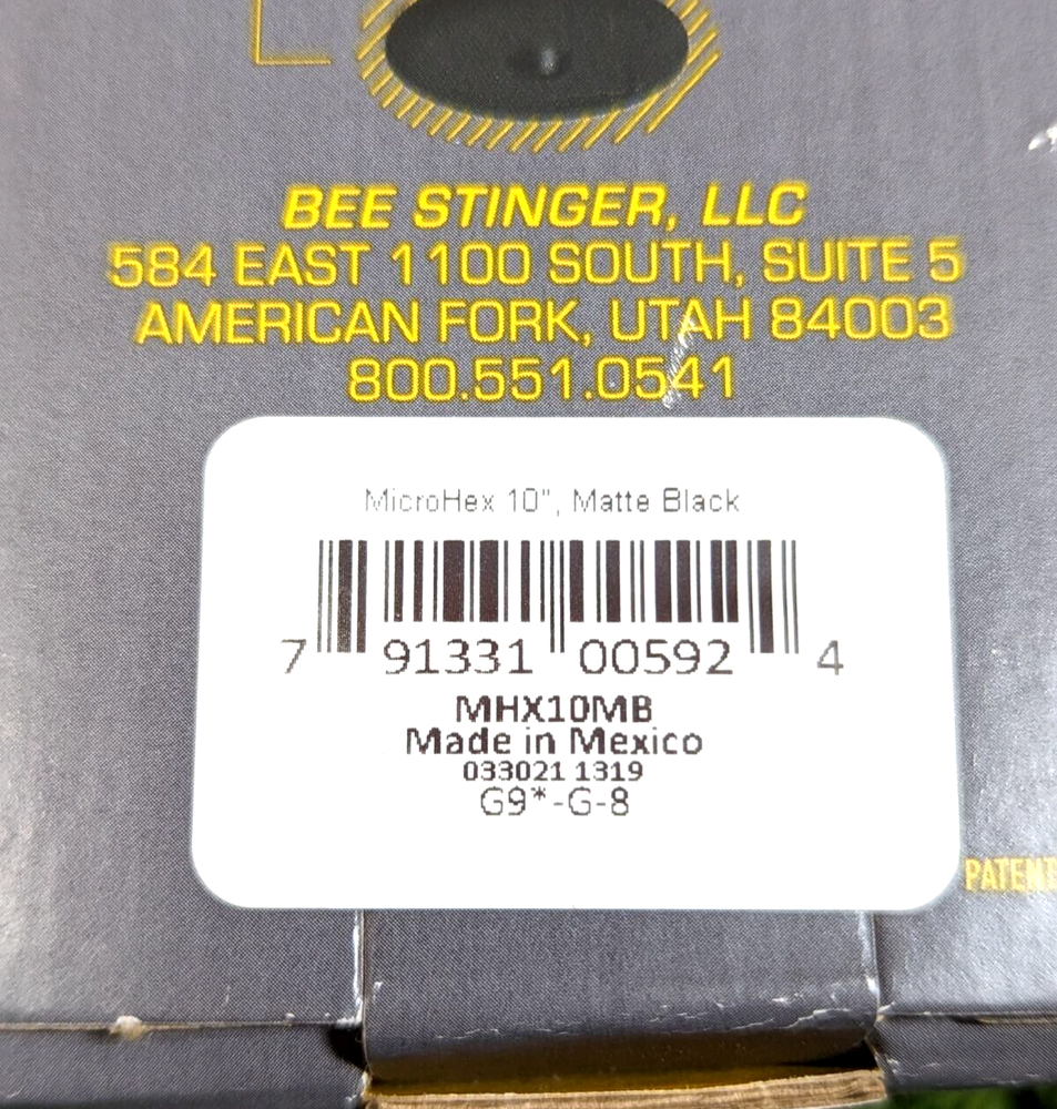 **NEW** Bee Stinger MHX10MB MicroHex Stabilizer - Matte Black